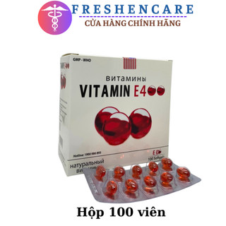 Viên uống VITAMIN E400 E ĐỎ bổ sung vitamin E giúp làm đẹp da, trắng da, hồi phục da nhăn nheo - Hộp 100 viên