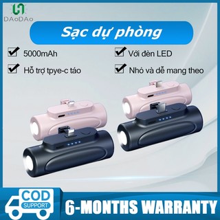 Sạc dự phòng 5000mah không kèm dây mini power bank pin sạc dự phòng bảo hành 6 tháng for samsung xiaomi huawei ip