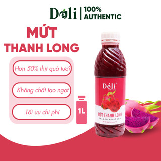 Mứt thanh long Déli - 1 lít - thịt quả tự nhiên, chuyên dùng pha chế trà trái cây, sinh tố