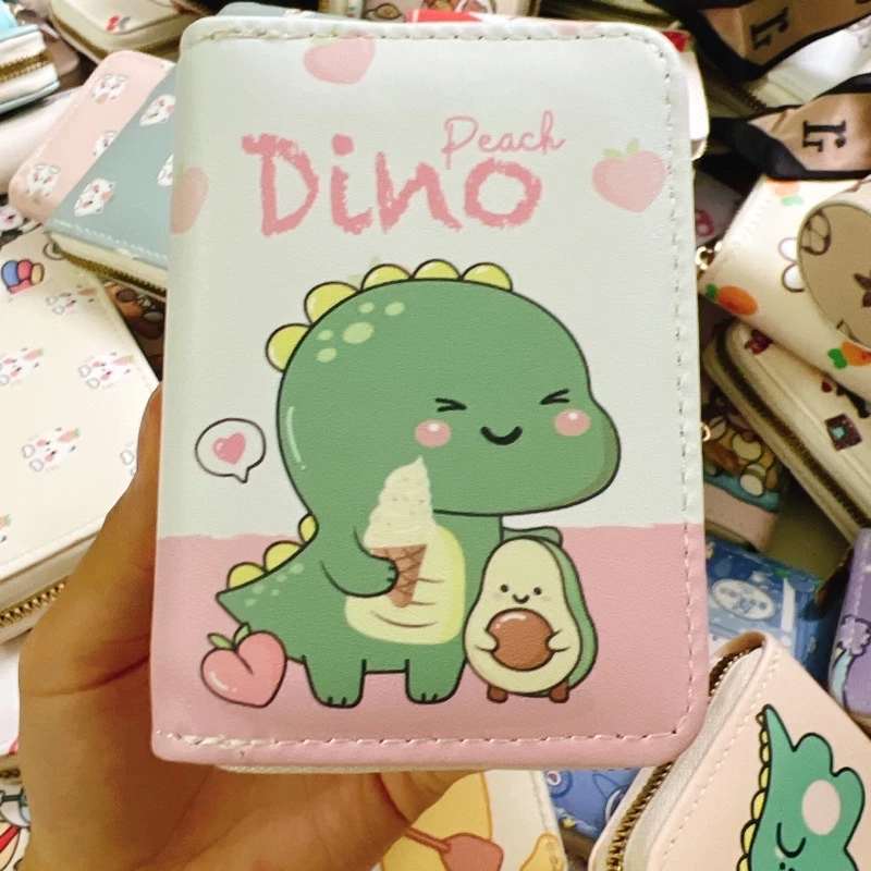 Bóp Ví Cầm Tay Ví Đựng Thẻ Khóa Kéo Nữ Hình Thú Khủng Long Siêu Cute Cho Bạn Gái