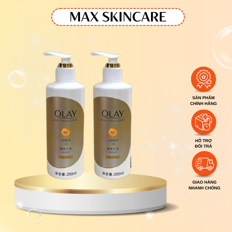 SỮA DƯỠNG THỂ OLAY TRẮNG DA B3 + VITAMIN E DƯỠNG TRẮNG DA BODY MẪU MỚI cosmeticss