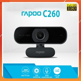Rapoo C260 - Webcam Họp Trực Tuyến Phân Giải HD 1080p, Góc Siêu Rộng 95°, Tự Động Lấy Nét, Giảm Tiếng Ồn Kép