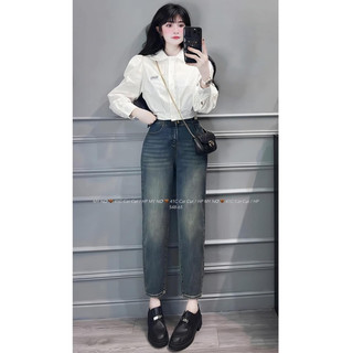 áo sơ mi trắng cổ sen phối ren