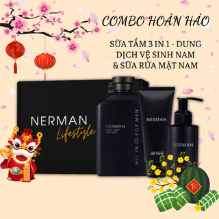 Combo sữa tắm nam 3in1 Nerman 350ml và sữa rửa mặt nam Nerman 60S Fresh 100ml và dung dịch vệ sinh nam Nerm 100ml(3 món)
