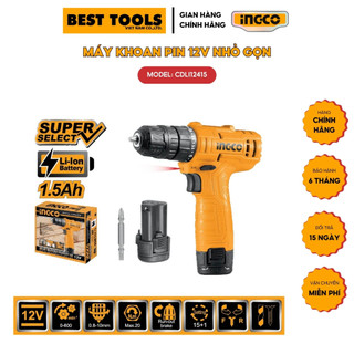 Máy khoan pin 12v ingco cdli12415 bao gồm 1 pin và 1 sạc