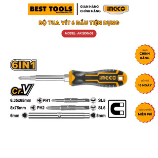Bộ tua vít 6 đầu ingco akisd0608