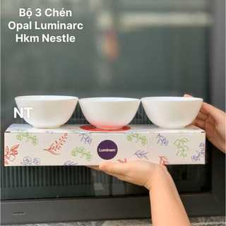 Bộ 3 chén thủy tinh Luminarc Opal , 12cm, dùng được lò vi sóng - Hàng khuyến mãi Nestle