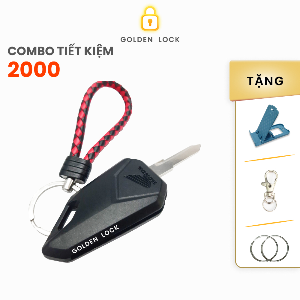 Phôi chìa khóa gập Honda MSX + Móc khóa dạng dây đỏ đen