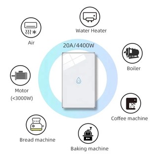 Công Tắc Wifi 20A Bình Nóng Lạnh Công Suất Cao, Công Tắc Hẹn Giờ Bật Tắt Điều Khiển Từ Xa Qua App 4400W