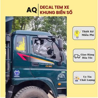 Tem dán kính xe tải, ô tô hình ông hút thuốc - decal dán xe tải, trang trí xe