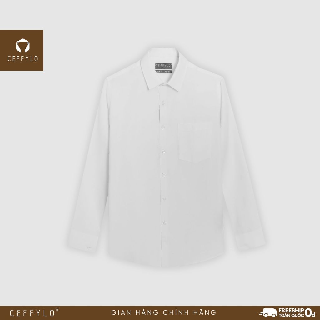 Áo Sơ Mi Nam Dài Tay Trơn Oxford Ceffylo Màu Trắng Thoáng Mát Form Slimfit Thoáng Mát Thấm Hút Mồ Hôi Tốt Thời Trang Nam