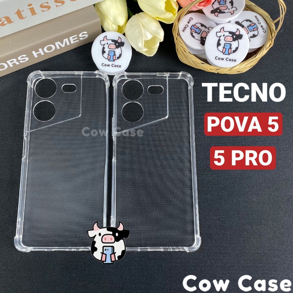 Ốp lưng Tecno Pova 5, Pova 5 Pro 5G chống sốc silicon dẻo trong Cowcase | Vỏ điện thoại Techno bảo vệ camera toàn diện