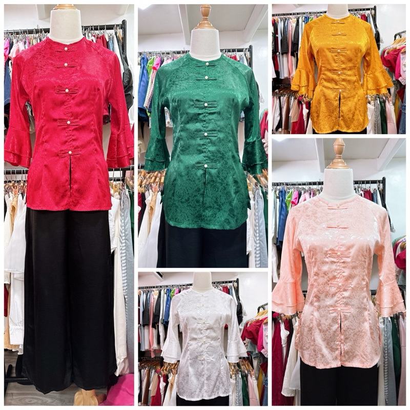 BỘ BÀ BA LỤA TAY LOE NÚT VẢI + QUẦN LỤA
