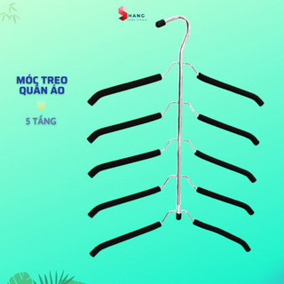 Móc Treo Quần Áo 5 Tầng Có Mút Chống Trôi Chất Liệu Inox Cao Cấp