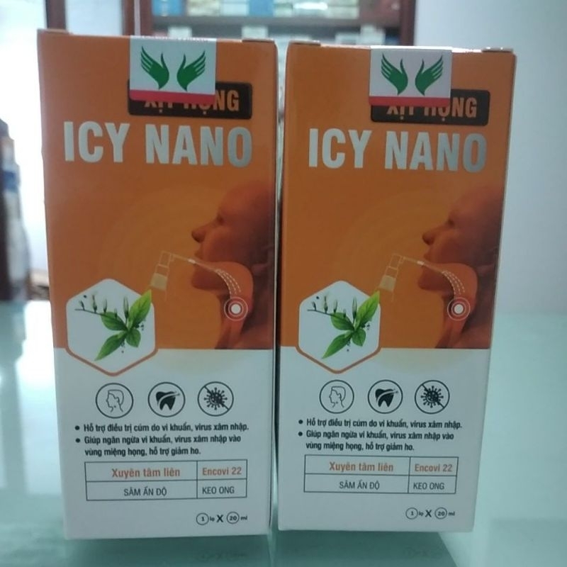 Xịt họng Icy Nano hỗ trợ ngăn ngừa vi khuẩn, virus bảo vệ họng, giảm ho, ngứa rát họng hết cúm chai 20ml