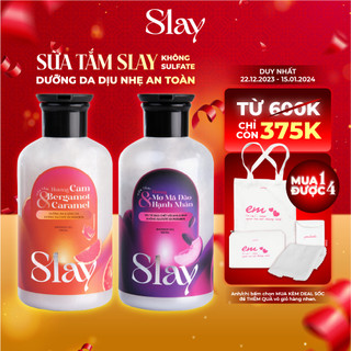 Combo Sữa Tắm và Sữa Dưỡng Thể Body Lotion SLAY Hương Mơ Má Đào hoặc Cam Bergamot 200ml & 500ml