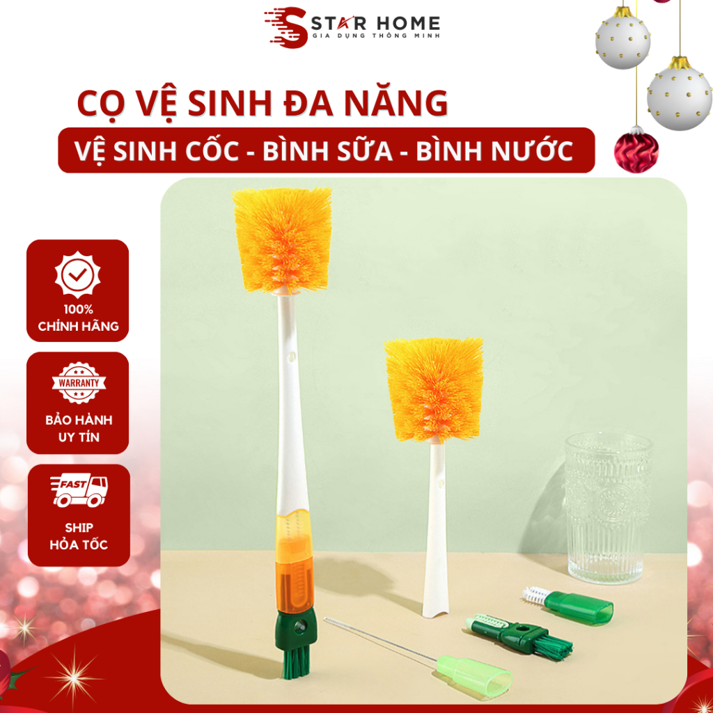 Cọ Rửa Bình Sữa, Ly, Cốc 5 Trong 1, Dụng Cụ Chà Rửa