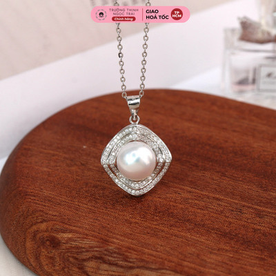 Dây Chuyền Bạc 925 Đính Hạt Ngọc Trai 10ly Màu Trắng - Ngọc Trai Trường Thịnh