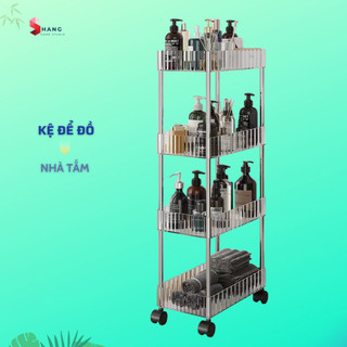 Kệ để đồ trong suốt có bánh xe xoay