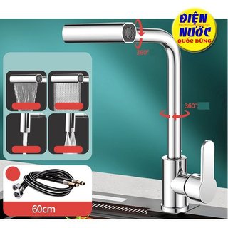Vòi Rửa Chén Nóng Lạnh Inox/ vòi chén rút nóng lạnh/ vòi chén xoay nóng lạnh