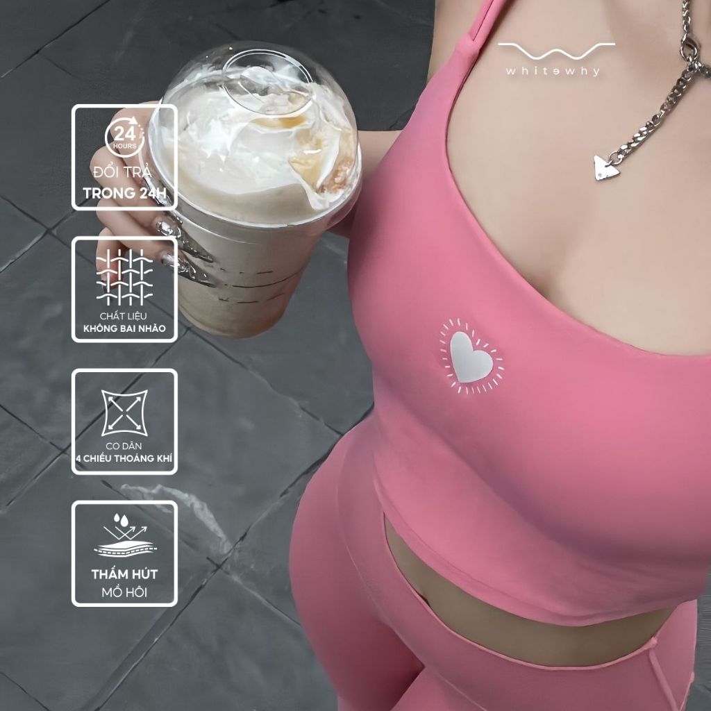 Áo ngực thể thao tập gym yoga nữ cao cấp WHITEWHY Heartless tôn dáng co giãn thấm hút mồ hôi