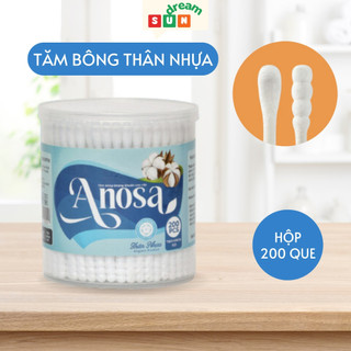Bông Ngoáy Tai Anosa Hộp 200 Chiếc Nắp Xoay Thân Nhựa Nguyên Sinh Giúp Vệ Sinh Tai, Lấy Ráy Tai Tiện Lợi Và An Toàn