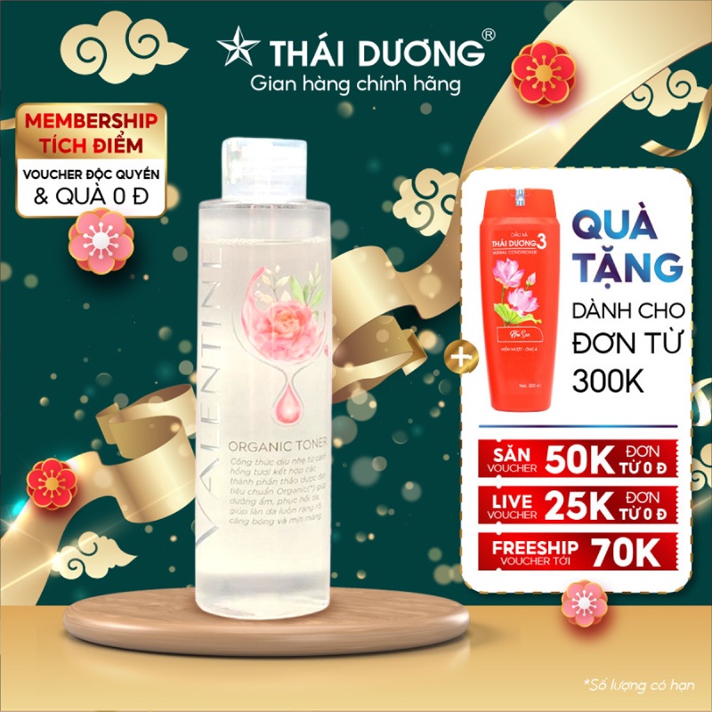 Nước hoa hồng Valentine Organic Toner 150ml - Sao Thái Dương