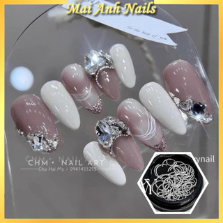 Hũ phụ kiện Cong 2 màu Trắng - Bạc mix size MaiAnhNails