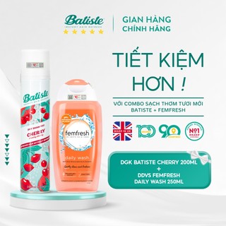  Combo Dầu Gội Khô Batiste Cherry 200ml & Dung Dịch Vệ Sinh Femfresh Daily Intimate Wash 250ml