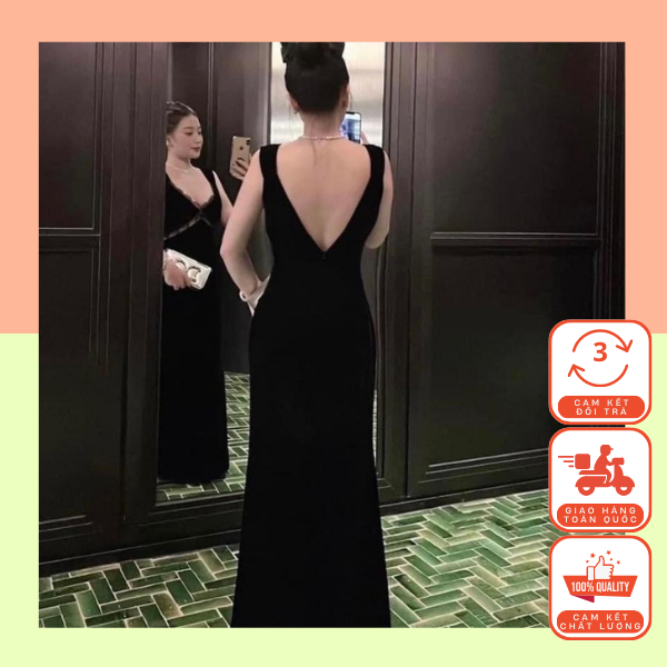Váy 2 Dây Nhung Phối Ren Đuôi Cá (Kèm Mút)