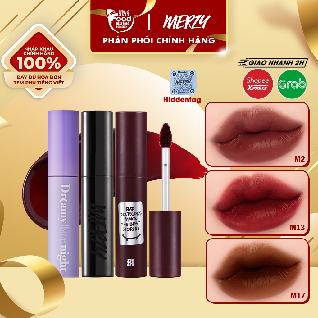 [NEW] [M13 VỎ ĐỎ RED EDITION] Son kem lì bền màu, lâu trôi Hàn Quốc Merzy Mellow Tint 4g (M1, M2, M6, M11).