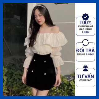 Chân váy a nữ đính 4 cúc ngọc chất tuyết mưa chân váy ngắn công sở trẻ trung cá tính hàng hàng cao cấp