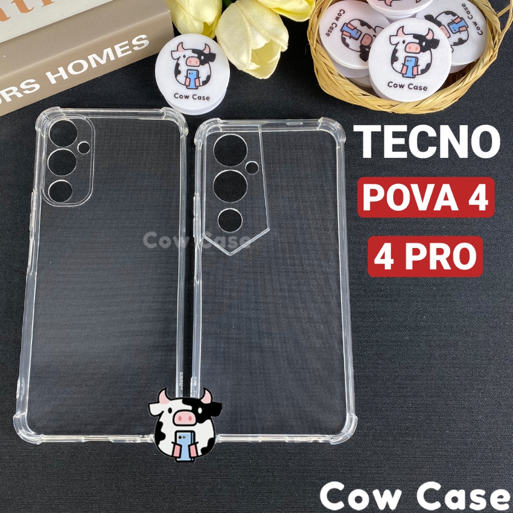 Ốp lưng Tecno Pova 4 Pro, Pova 4 chống sốc silicon dẻo trong Cowcase | Vỏ điện thoại Techno bảo vệ camera toàn diện TRON