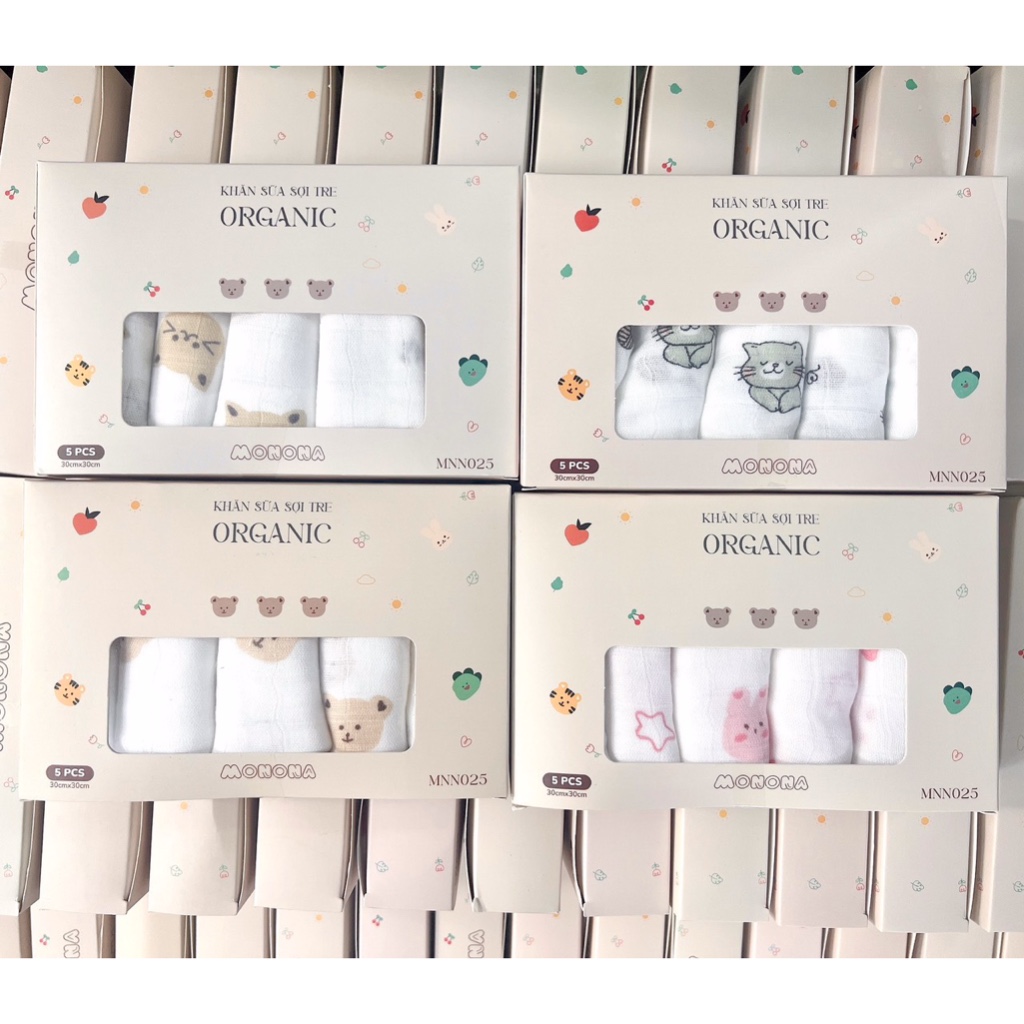 SET 5 KHĂN SỮA SỢI TRE MONONA