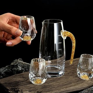 6 Ly uống rượu mắt trâu pha lê mạ vàng 24k cao cấp sang trọng cốc pha lê mạ vàng