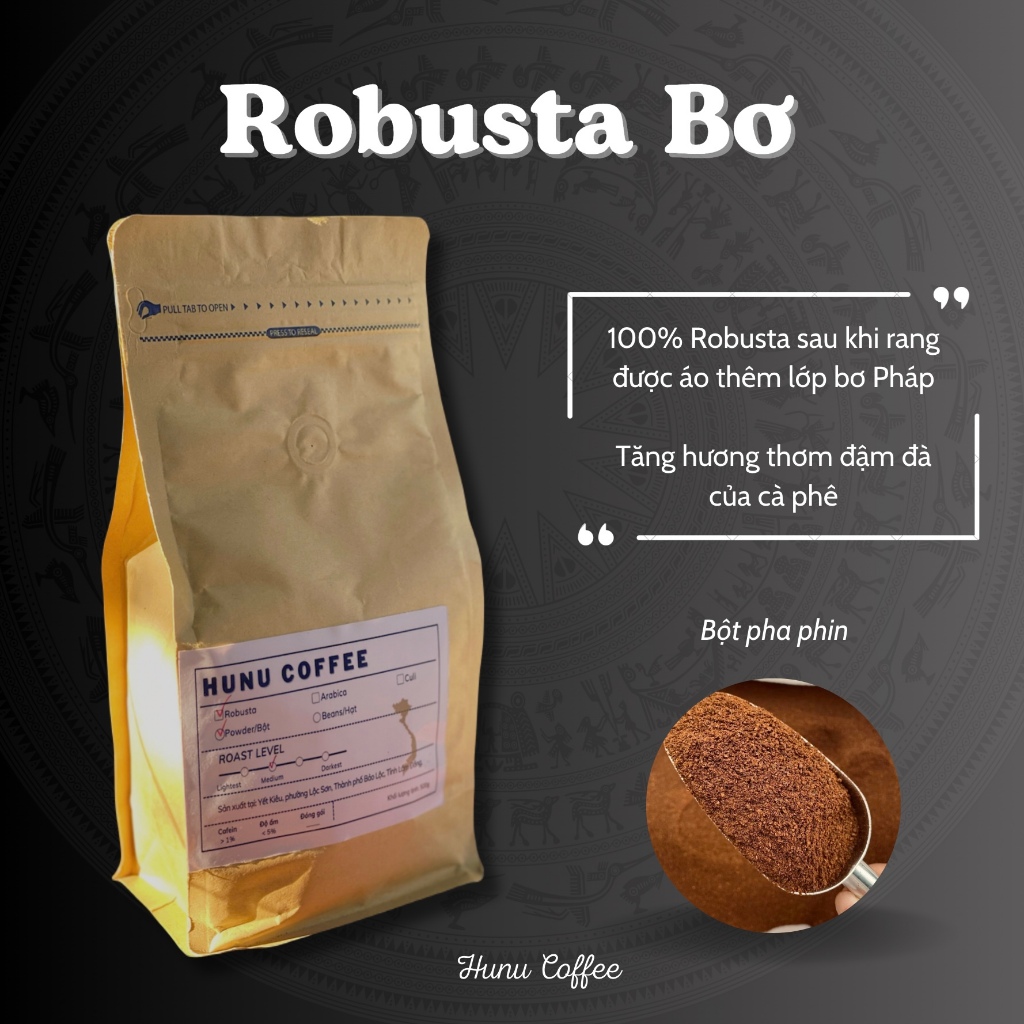 1kg Cà Phê Robusta rang bơ gu đậm, thơm pha phin