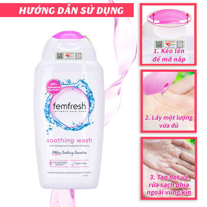 Dung Dịch Vệ Sinh Phụ Nữ Femfresh Soothing Wash - Hỗ Trợ Các Vấn Đề Vùng Kín Giúp Sạch, Thơm, Tươi Mới 250ml