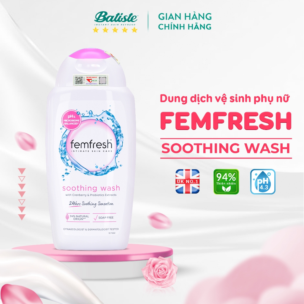 Dung Dịch Vệ Sinh Phụ Nữ Femfresh Soothing Wash - Hỗ Trợ Các Vấn Đề Vùng Kín Giúp Sạch, Thơm, Tươi Mới 250ml