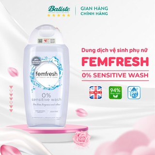 Dung dịch vệ sinh phụ nữ cao cấp cho da nhạy cảm Femfresh 0% Sensitive Intimate Wash 250ml