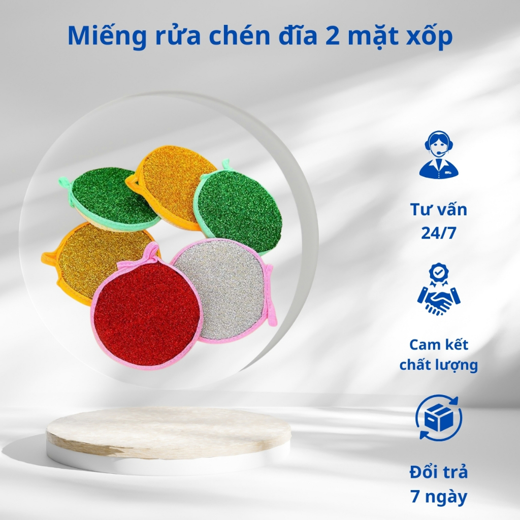 Miếng rửa chén đĩa 2 mặt xốp