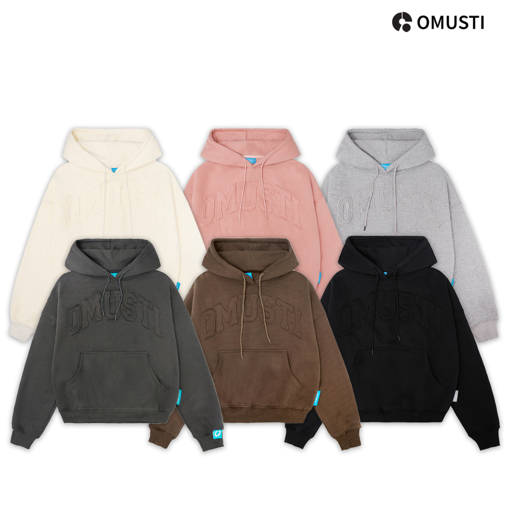 Áo Hoodie Nỉ Bông Local Brand Omusti Boxy Embossed Letters
