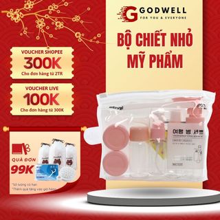 Bộ chiết mỹ phẩm du lịch 7 món mini hàn quốc tiện lợi godwell