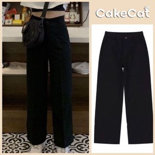 Quần ống rộng nữ cạp cao dáng dài quần ống suông 94cm chất tuyết mưa không xù không phai cakecat