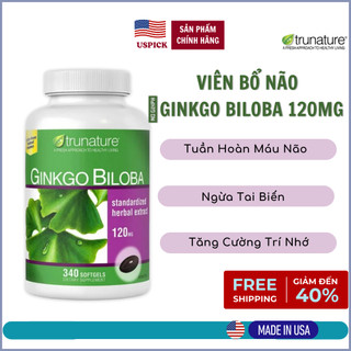 Viên Bổ Não, Trunature Ginkgo Biloba, 340 Viên, Tăng Cường Tuần Hoàn Não, Tăng Trí Nhớ, Nhập Mỹ