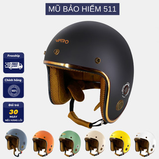 Mũ bảo hiểm 3/4 VARO - viền đồng - thông gió thoáng khí