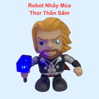 Robot nhảy múa đồ chơi robot cho bé hình thần sấm Thor có nhạc vui nhộn đèn sáng lấp lánh nhựa bền