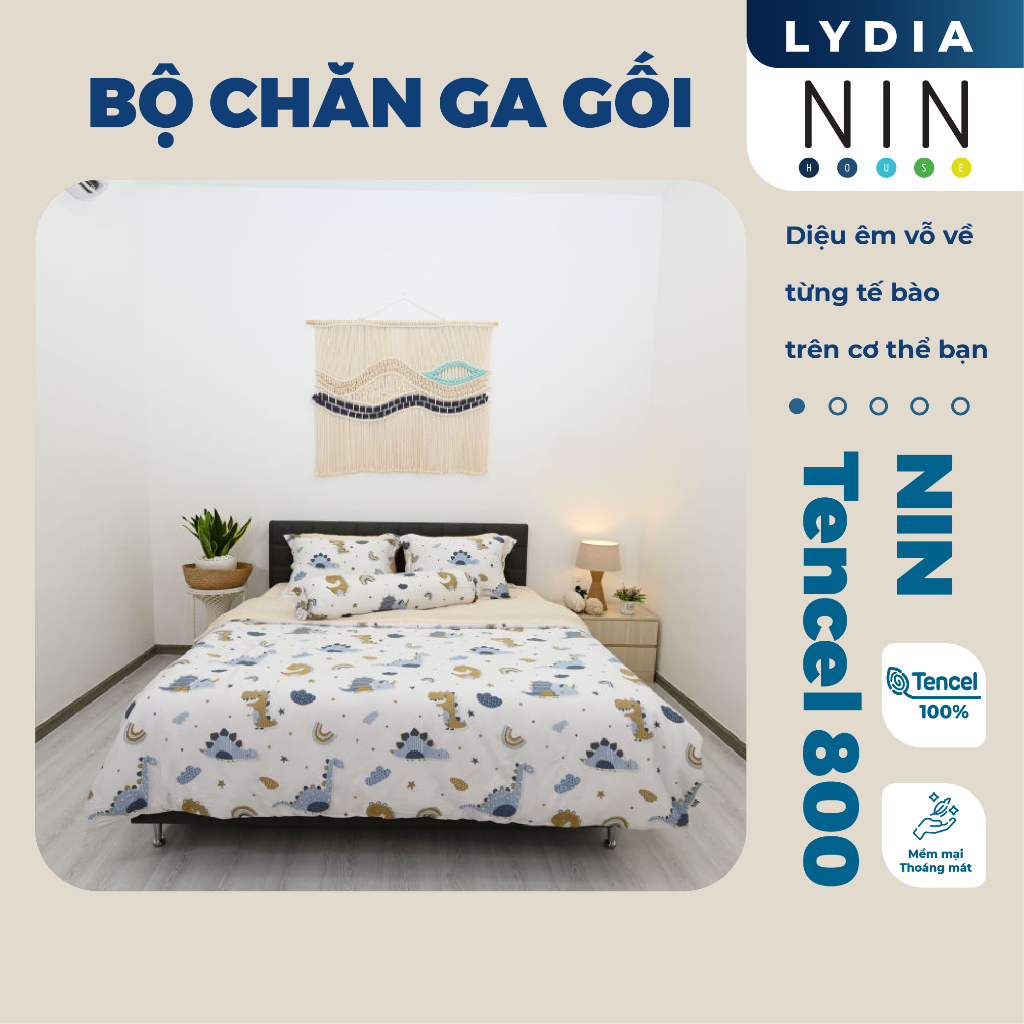 Bộ drap, áo gối kèm mền chần NIN Tencel 800 màu Lydia đủ kích thước