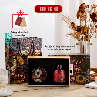 Set Nến Thơm & Tinh Dầu Thơm Phòng Khuếch Tán Hũ Pha Lê Vân Nổi LUXURIOUS COLLECTION