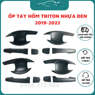 Ốp tay nắm + hõm cửa xe Mitsubishi Triton 2019 - 2023 nhựa đen