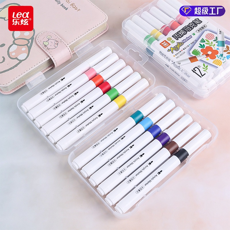 Bút Màu Acrylic Marker 12/24/36/48/60 Cao Cấp Màu Sắc Tươi Sáng - Bút Lông Màu